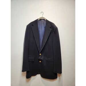 Vintage Polo Ralph Lauren Navy Wool Blazer Gold Buttons USA Made 50R